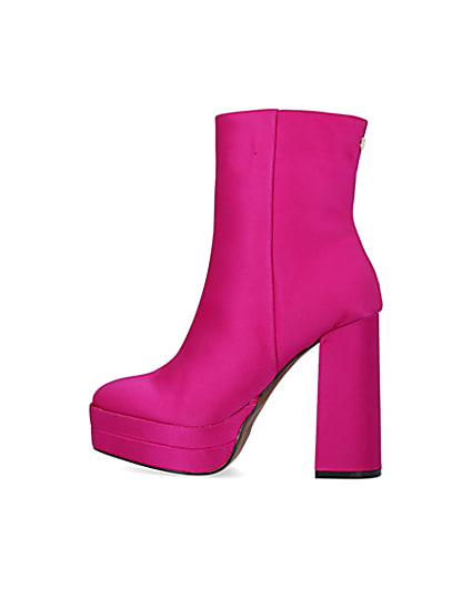 360 degree animation of product Pink satin platform ankle boots frame-4