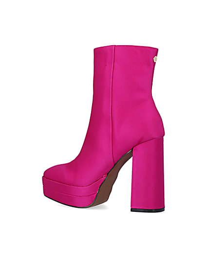 360 degree animation of product Pink satin platform ankle boots frame-5
