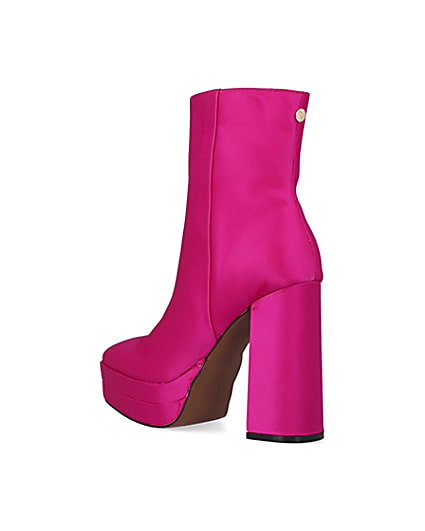 360 degree animation of product Pink satin platform ankle boots frame-6