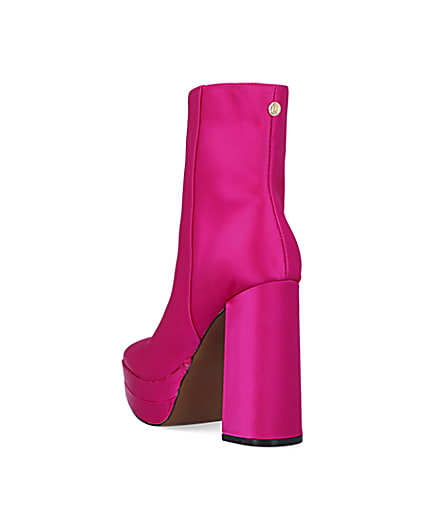 360 degree animation of product Pink satin platform ankle boots frame-7