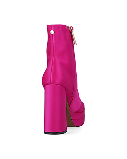 360 degree animation of product Pink satin platform ankle boots frame-10