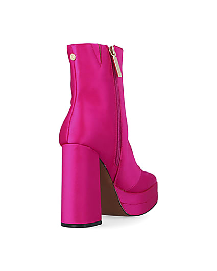 360 degree animation of product Pink satin platform ankle boots frame-11