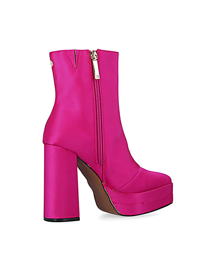 360 degree animation of product Pink satin platform ankle boots frame-13