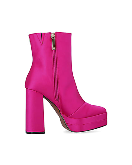 360 degree animation of product Pink satin platform ankle boots frame-14