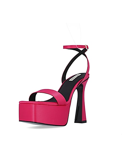360 degree animation of product Pink satin platform heels frame-0