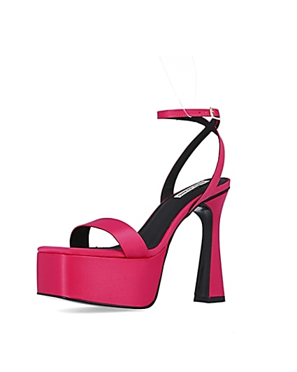 360 degree animation of product Pink satin platform heels frame-1