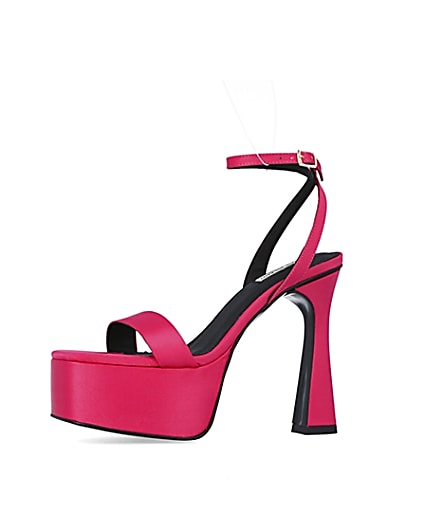 360 degree animation of product Pink satin platform heels frame-2