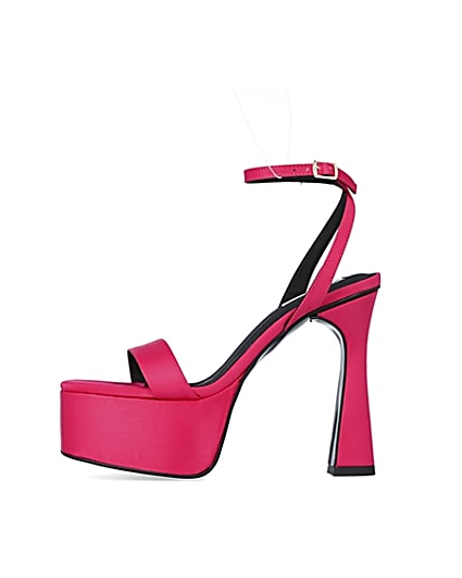 360 degree animation of product Pink satin platform heels frame-3