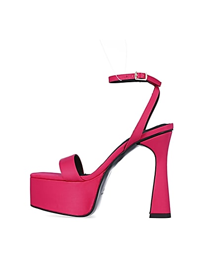 360 degree animation of product Pink satin platform heels frame-4