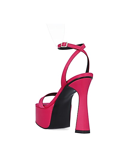 360 degree animation of product Pink satin platform heels frame-7