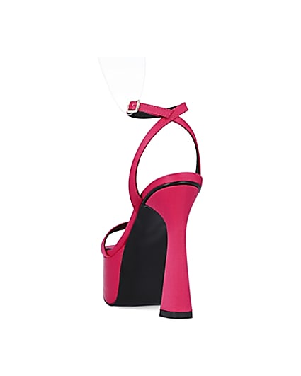 360 degree animation of product Pink satin platform heels frame-8