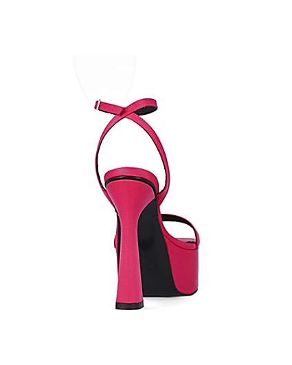 360 degree animation of product Pink satin platform heels frame-10