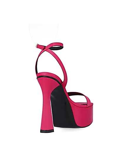 360 degree animation of product Pink satin platform heels frame-11