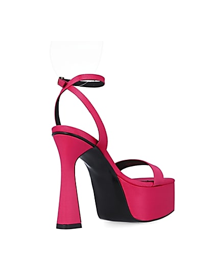 360 degree animation of product Pink satin platform heels frame-12