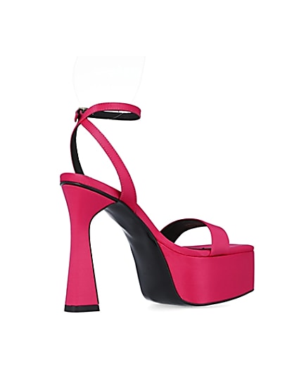360 degree animation of product Pink satin platform heels frame-13