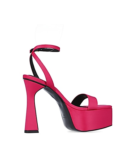 360 degree animation of product Pink satin platform heels frame-14