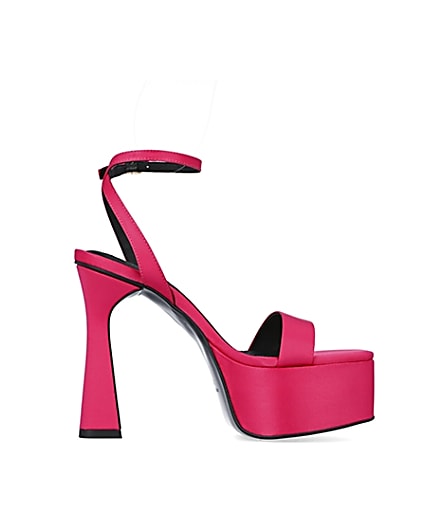 360 degree animation of product Pink satin platform heels frame-15