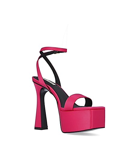 360 degree animation of product Pink satin platform heels frame-18