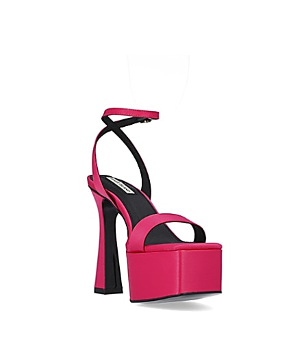 360 degree animation of product Pink satin platform heels frame-19