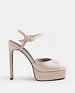 Pink satin skinny heeled shoes
