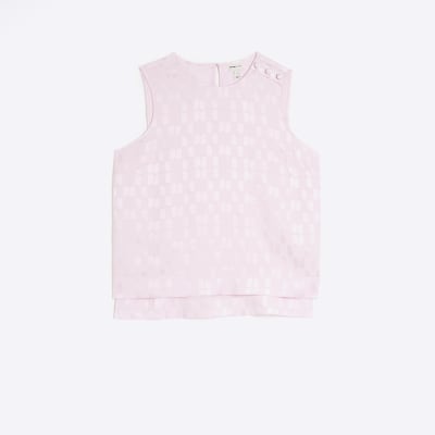Pink satin tank top