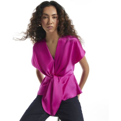 Satin Twist Front Top