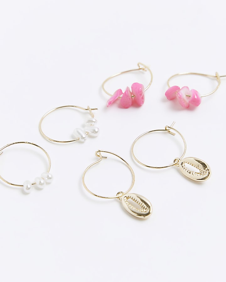 Pink seashell earrings multipack