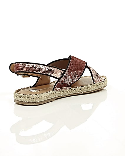 360 degree animation of product Pink sequin cross strap espadrille sandals frame-13
