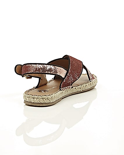 360 degree animation of product Pink sequin cross strap espadrille sandals frame-14