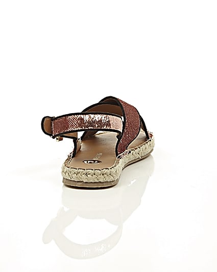 360 degree animation of product Pink sequin cross strap espadrille sandals frame-15