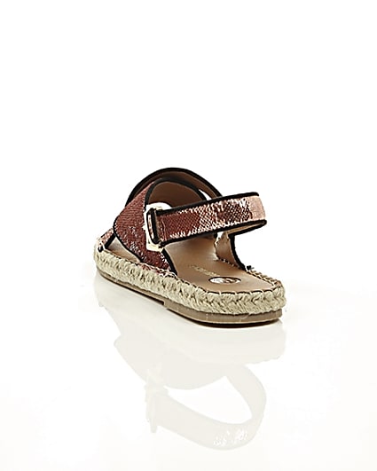 360 degree animation of product Pink sequin cross strap espadrille sandals frame-17