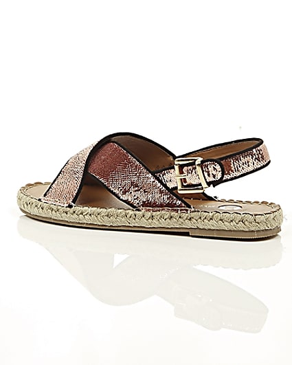 360 degree animation of product Pink sequin cross strap espadrille sandals frame-20