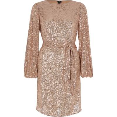 river island rose gold dress