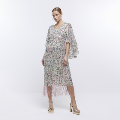 River island silver fringe hot sale dress