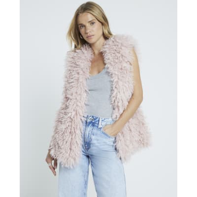 Black fur gilet river island shop