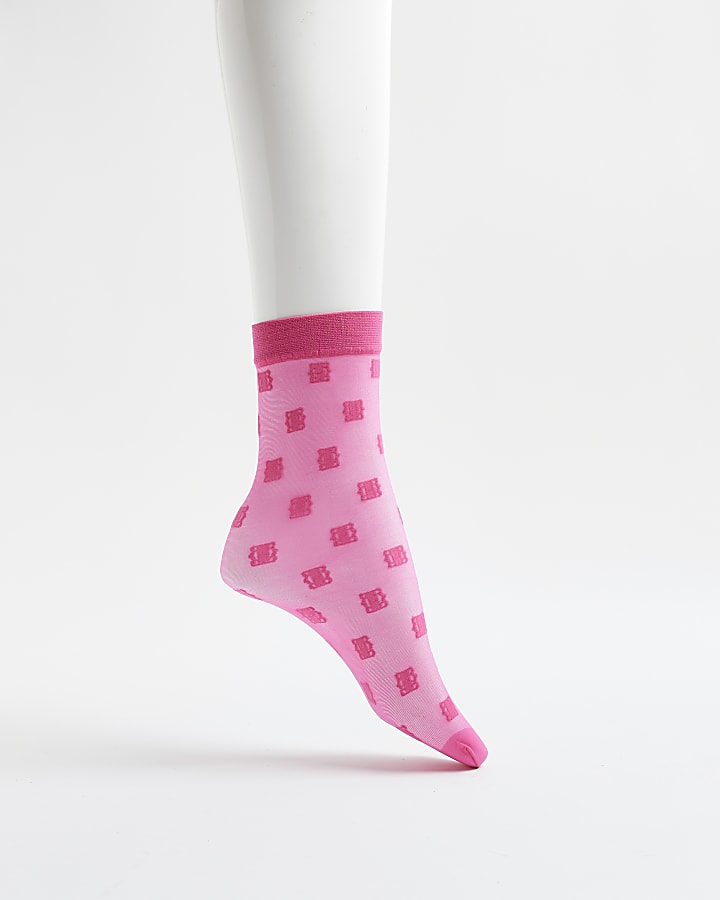 Pink sheer RI branded tube socks