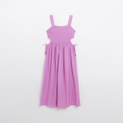 Pink Shirred Maxi Dress