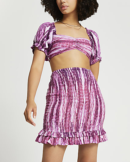 Pink shirred tie dye co-ord