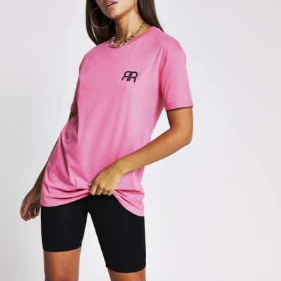 pink short sleeve sweatshirt