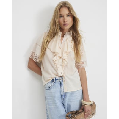 Short Sleeve Ruffle Blouse
