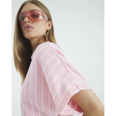 Pink Short Sleeve Stripe T-shirt