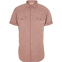 Pink short sleeve western shirt
