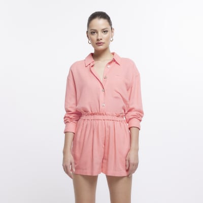 Pink shorts with linen River Island