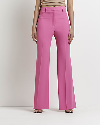 Pink side split flared trousers