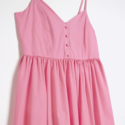 Pink skater midi dress River Island