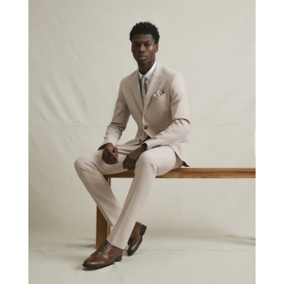 Pink Skinny Fit Micro Check Suit Trousers