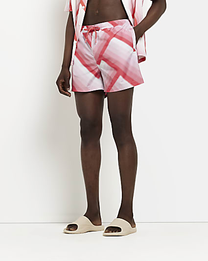 Pink Skinny fit Print swim shorts