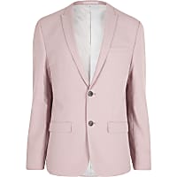 Pink skinny fit suit jacket