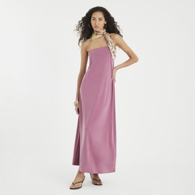 Pink Sleeveless Bandeau Midi Dress