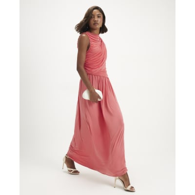 Pink Sleeveless Drape Maxi Dress | River Island